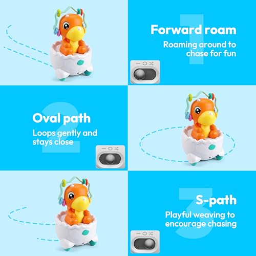 lalalark JOVA 2-in-1 Dinosaur Crawling Baby Toys, Moving Musical Tummy Time Toys with Obstacle Avoidance, Educational Learning Toddler Toys & Light Sound, 1st Birthday Gift for Boys Girls - image 5