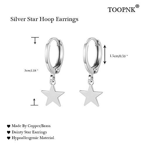 Tiny Star Hoop Earrings For Women Silver Gold Star Earrings Dangle Mini Huggie Hoop Earrings Dainty Aesthetic Jewelry For Teen Girl (C：gold&Silver-2Set) #TOP6