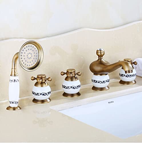 Mélangeur de baignoire à bec doré et jade l'art du bain traditionnel