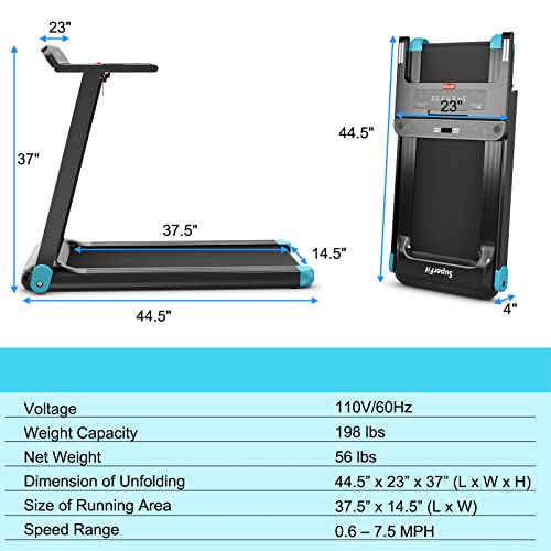 Image of GYMAX Folding Treadmill, 3.0HP Free Installation Running Machine with Bluetooth Speaker, HD Touch Screen Monitor, Smart APP Control, Silent Jogging Walking Machine for Home Office