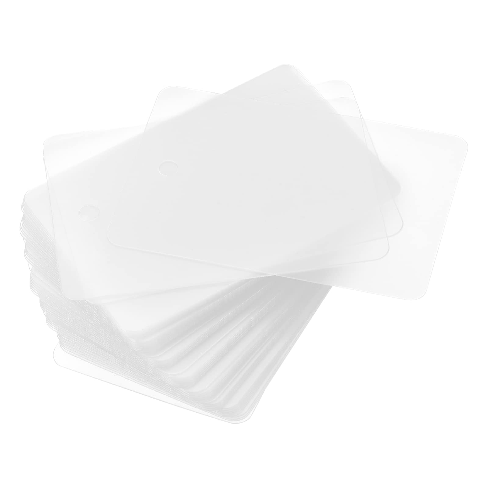 MECCANIXITY Blank Waterproof Eyelet Hole Plastic Shipping Tags, for Product Identification Tags, Valve Marking, Outdoor Tagging,1.6 x 2.4 Inch Clear