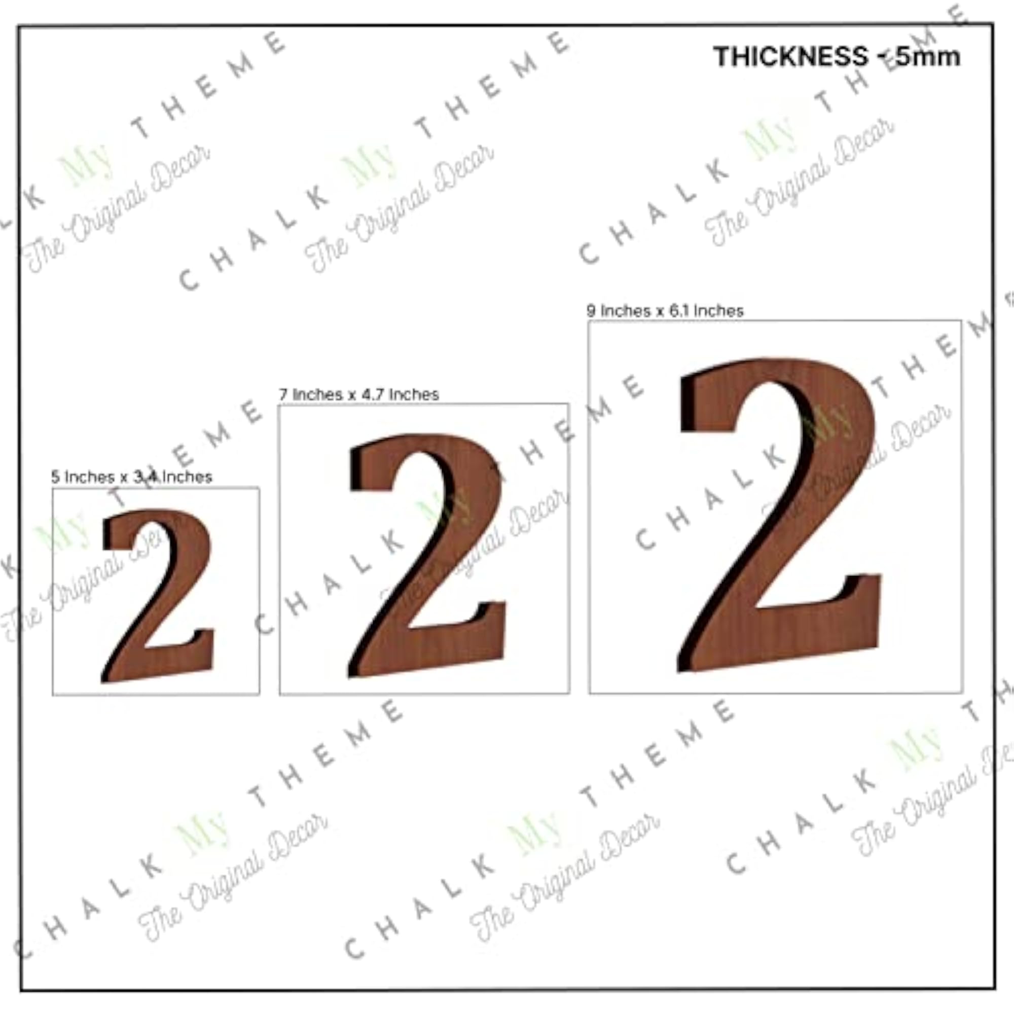 Large Wooden Number 2 for Wall Decoration