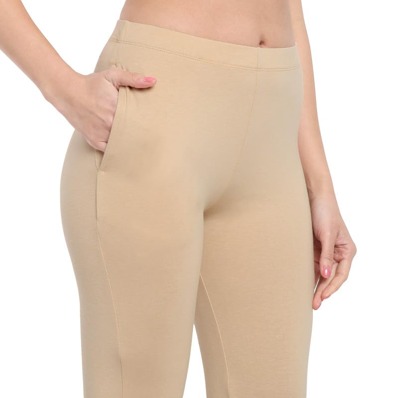 Image of ONE SKY Women Full Length Leggings | Cotton Modal Spandex Blend | High Waist Stretchable & Bio-Washed Fabric | Colour-Lock Technology | Comfortable Leggings for Women