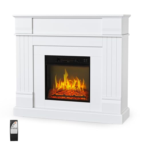 Bonnlo 43''W Freestanding Electric Fireplace Stove w/Remote & Timer, Realistic