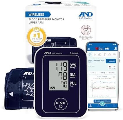 A&D Medical Bluetooth Blood Pressure Monitor for Home Use, UA-651...