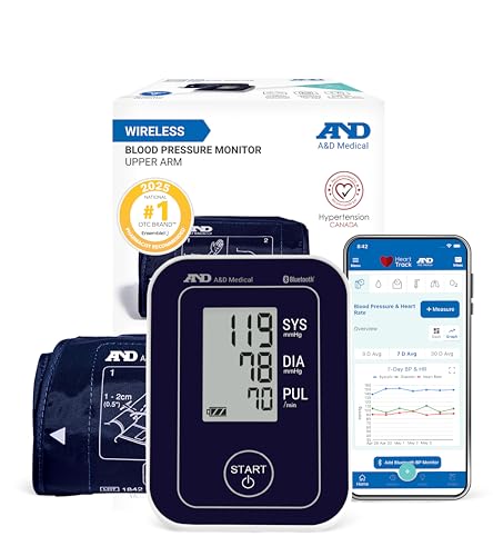A&D Medical Bluetooth Blood Pressure Monitor for Home Use, UA-651...
