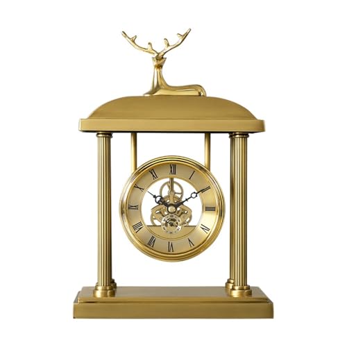 Reloj de mesa dorado en cobre mate con luz led para sala de estar 2
