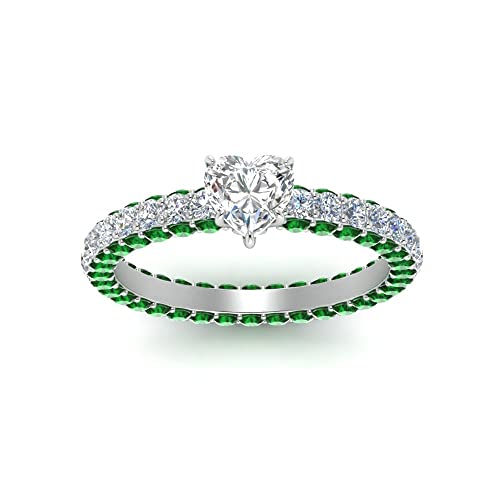 Image of 55Carat Choose Your Gemstone Eternity Ring Sterling Silver Heart Shape Side Stone Engagement Rings Affordable for your Girlfriend, Wife, Wedding Partner US Size 4 TO 12