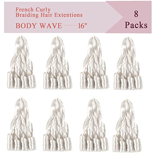 8 Packs French Curly Braiding Hair, Perience 24 Inch Bouncy Braiding Hair Pre Stretched, Easy Braid French Curl Braids, Lightweight Synthetic Wavy Hair Extensions For Braids (16 Inch (Pack Of 8), Silver Grey#) #TOP5
