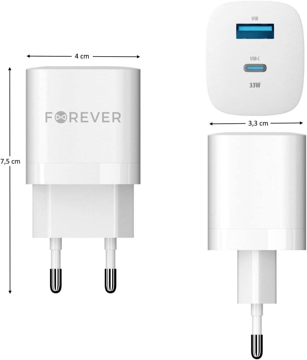 Forever 21 GAN - Cargador rápido para Honor 90 Lite, 90, 70 Lite, Magic 5 Pro, Vs/Google Pixel 7a, 7, 7 Pro, 6a/Huawei P40 Lite 5G, Mate X3/Vivo V23, Y21/Motorola RAZR 40, Moto G53, Blanco