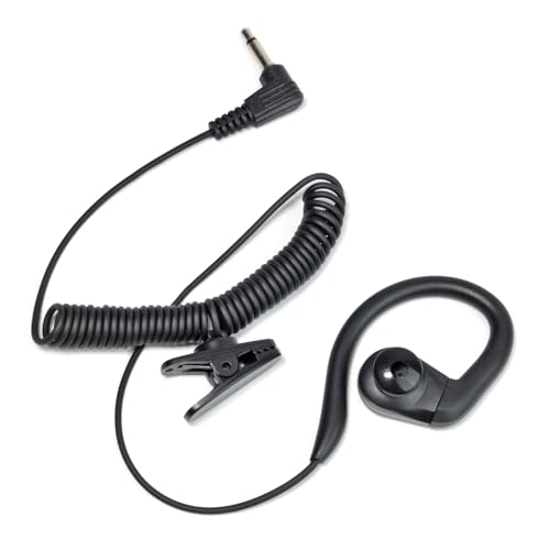 UAYESOK 3.5mm Listen Only Earpiece for Radio Speaker Mic of Motorola Kenwood Baofeng, Police Security Law Enforcement Shoulder Mic Headset, Ear-Hook