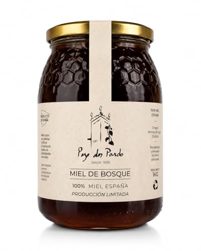 Miel cruda y pura, De bosque de GALICIA, Artesanal. SIN TRATAMIENTO, liquida por alto contenido en mielato y humedad. Recolectada y etiquetada a mano. 1Kg