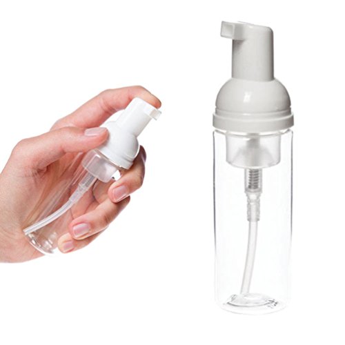 1 Clear Plastic Foamer Bottle Pump Travel Size White Mini Dispenser 1.7 Oz