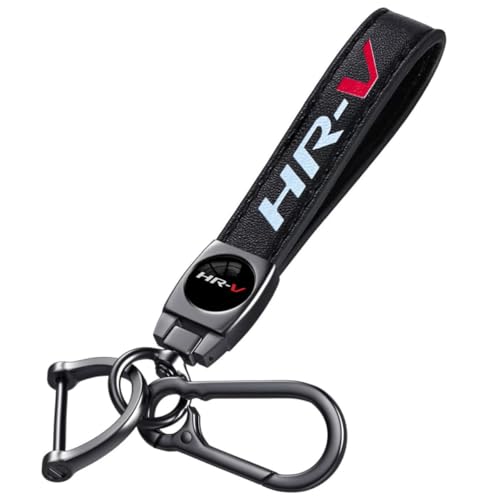 HUIANTS Black Leather Car Keychain Metal Car Keyring Compatible with Honda HR-V Accessories,Keychain Keyring Family Present for HRV Owners(for HRV)
