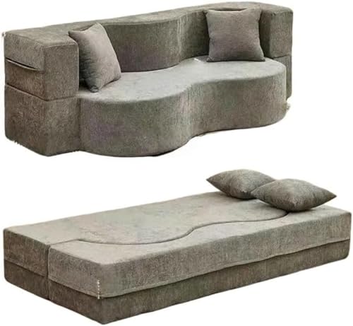 MoremoQQ 2人掛けソファベッド 座椅子 1人掛け 高反発ウレタン 組立て不要 フロアソファ コンパクト ローソファ こたつ用 ソファー 1人暮らし マルチに使える クッション付き 軽いソファー 圧縮梱包 ウレタンの コンパクト (グレー,1m)