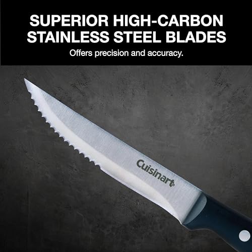 Ensemble de 6 couteaux à steak Cuisinart à triple rivet, en acier inoxydable à haute teneur en carbone (TRC-H6SKC)
