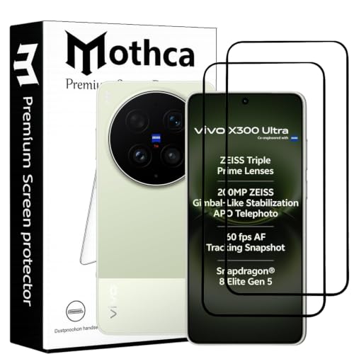 Image of Mothca Advance Military-Grade Tempered Glass Screen Protector Compatible for vivo x300 ultra with Edge to Edge Coverage - Case Friendly, Anti-Scratch & Bubble-Free Installation Kit (Pack of 2)