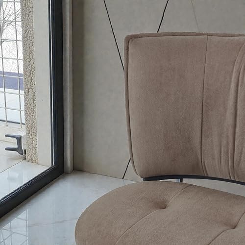 Image of The Attic Helios Marble 6 Seater Dining Set,Beige,Titanium & Cream,160Cms