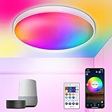 【LUZ DE TECHO LED REDONDA】: La lámpara tiene una función de sincronización de música. En la aplicación "Magic Home Pro", elija los modos de micrófono o música, luego reproduzca música, las luces del techo cambiarán el color de la luz con la frecuencia de la música, cree fácilmente un Ambiente KTV en casa.