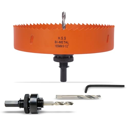 VIKITON 6-1/2 inch Hole Saw for Wood Metal Plastic & Drywall with Arbor