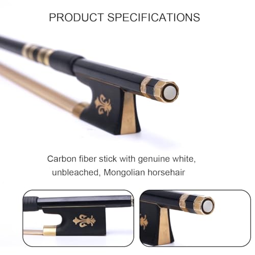 Ecotown 4/4 Professional Carbon Fiber Violinbogen - Full Size Orchesterbogen mit mongolischem Rosshaar & Fleur-de-Lis Design, Pro-Grade Low-Maintenance für Konzertniveaus