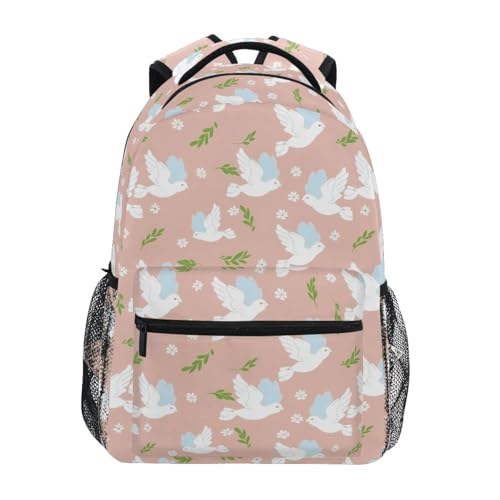 Sac à dos rose Peace Doves léger de taille S pour étudiante multicolore