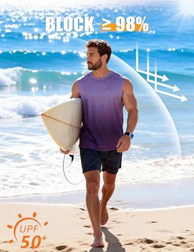Image of EZRUN Men's Workout Sleeveless Shirts Quick Dry Muscle Swim Shirt Gym Fitness Running Beach Tank Tops