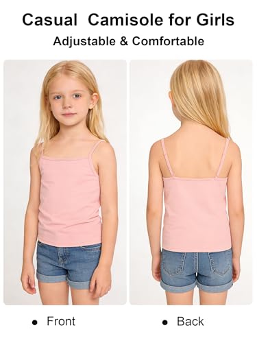 Image of Girls Undershirts Camisole Tank Tops for Kids with Adjustable Straps Cotton Dance Cami for Teen 5-12 Years