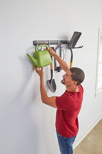 Rubbermaid FastTrack Garage Storage Utility Hooks 5 Piece Black All in One Rail Hook Kit and Tool Organizer Heavy Duty for Home/Garage/Shed/Garden - image 9