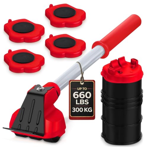Furniture Lifter Tool with 4 Pcs Appliance Movers Sliders 660 Lbs