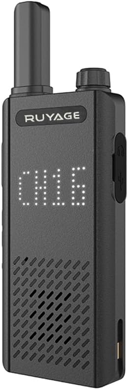 Angled front view of the RUYAGE RY18 Walkie Talkie displaying 'CH16' on its screen.