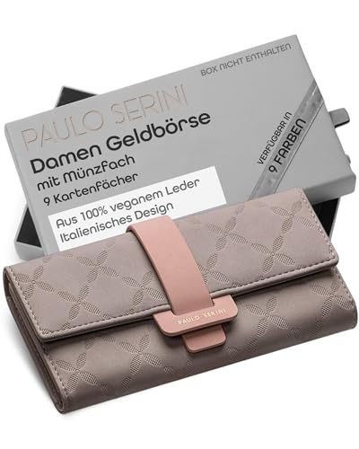 PAULO SERINI® Geldbörse Damen - Portemonnaie Damen 100% veganes Leder -...