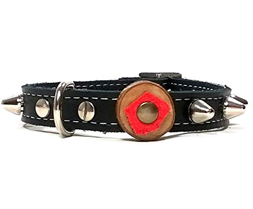 Lederen spiked bezaaide hondenhalsband 1 inch breed voor kleine / X