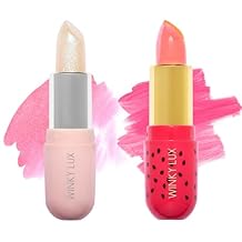 Winky Lux Unicorn Glimmer & Watermelon Jelly Balm Duo Hydrating pH Lip Balms with Color Changing Pink Tint, Sheer Sparkle & Juicy Finish, Vegan & Cruelty-Free