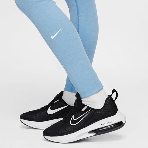 Nike One Big Kids’ (Girls') Dri-FIT High-Waisted Leggings (FZ5617-489, Blue Beyond/Light Armory Blue/Heather/White)4
