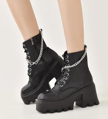 Image of Ulalaza Women Mary Jane Dress Pumps Lolita Shoes Cute Platform Gothic Double Ankle Strap Round Toe Chunky Heel Uniform Pumps Shoes Perfect for School Party Business Work Dance Date Night Club