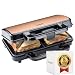 Bestron XL Sandwichmaker für 2 Sandwiches, 900 Watt – Antihaftbeschichteter Sandwich-Toaster mit automatischer Temperaturregelung und Bereitschaftsanzeige, schnelle Zubereitung, einfache Reinigung