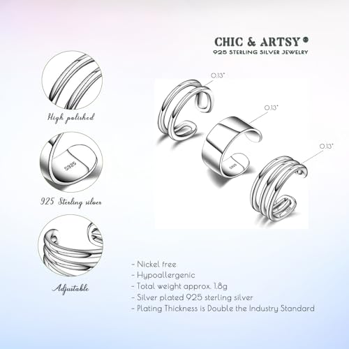 Ear Cuffs 925 Sterling Silver Ear Cuffs for Women Non Piercing Cartilage Cuffs Conch Earrings