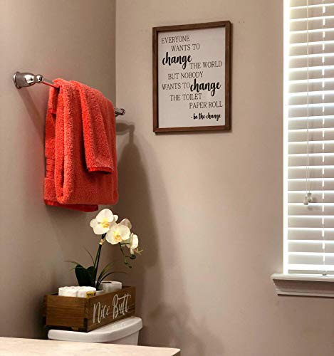 Athena's Elements Bathroom Decor Box - Toilet Paper Holder Box, Toilet Tank Topper, Bathroom Box For Toilet- Funny Farmhouse Bathroom Box Organizer, Wooden Bathroom Decoration Accessories #TOP7