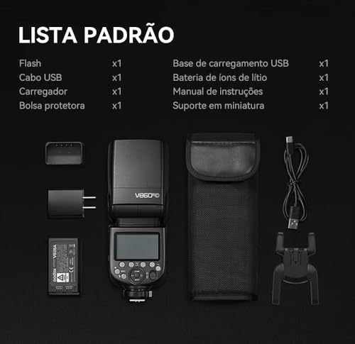 Godox V860III-C Flash de câmera para câmera Canon Flash Speedlite Speedlight Light, 2.4G HSS 1/8000s