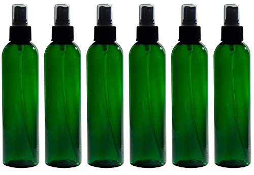 227 ml, grün, hoch, schmal, PET, BPA-freie Flaschen mit schwarzem feinem Nebel, 6 Stück Cover