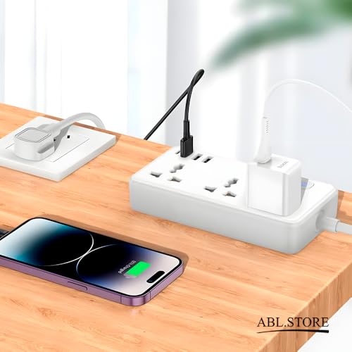 Extensão Multifuncional de 30W/2500W com Saida para 3 Tomadas Universal, 3 Saidas USB-C e 1 Saidas U