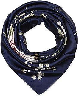 corciova 35" Large Women's Satin Square Silk Feeling Hair Scarf Wrap Headscarf Navy