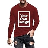 Camiseta Hombre Personalizada Jersey Sudaderas para Personalizar Regalos Personalizados Tus Fotos y Textos Manga Larga Impresión Tops Navidad Halloween Regalos Personalizados