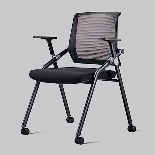 ORGBBAPL Office Chairs Ergonomic, Student Chair with Arm,Mesh Folding Computer Desk Chair Mid Back Support,Training Chair with Wheels,Soft Seat Cushion, All Gray