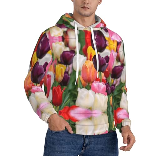 Sweat à capuche tulipes pour homme en polaire épaisse et chaude