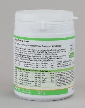 Anibio Barf Cat Plus 120g | Katzen Barf | mit Taurin | barfen | mit Vitaminen und Mineralstoffen | Getreidefrei | Kräutermischung | Katze