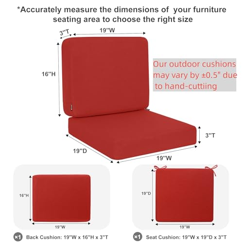 Favoyard Outdoor Deep Seat Cushion Set, 19 x 19 Inch, Red — view 2
