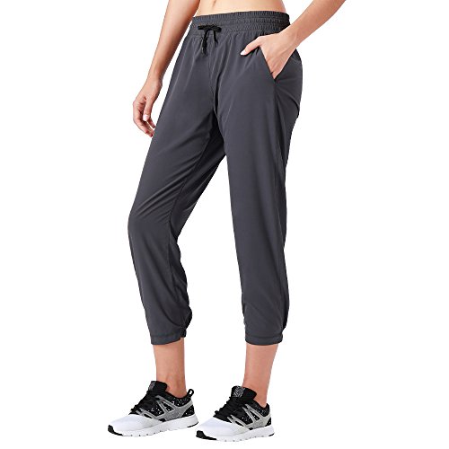 NAVISKIN Women's Lightweight Joggers Capri Pants Quick Dry Workout Running Sweatpants UPF 50+ Sun Protection Hiking Pants Grey Size XL