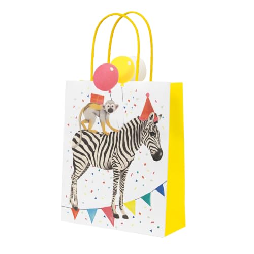 Talking Tables 8 bolsas de papel con temática de animales de safari para niñas y niños, baby shower, zoológico de la selva, bolsas ecológicas de Madagascar para cumpleaños de niños